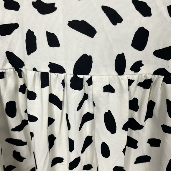 Umgee Womens Mini Dress S Off-White Black Dalmatian Print Sleeveless Boho Flowy - Picture 10 of 15